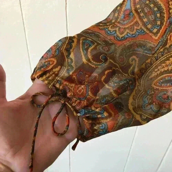 Spenser Jeremy Paisley Silk Top Blouse Size 14 - Picture 5 of 8